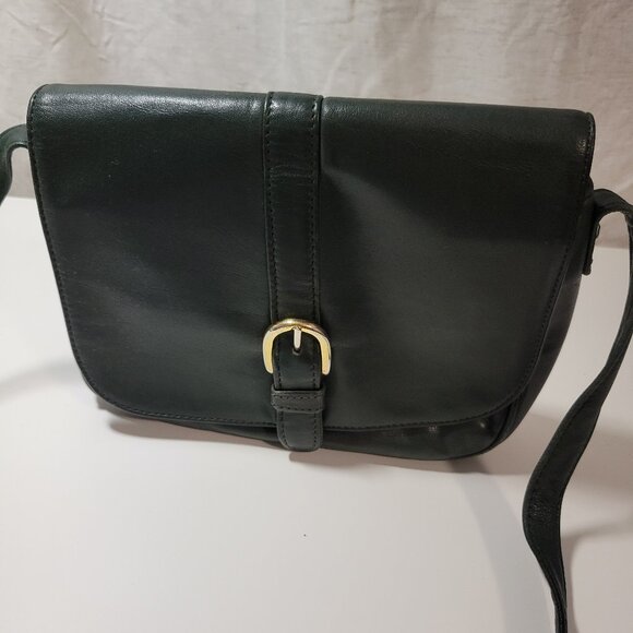Vintage Talbots Dark Forest Green Cross-body Leather Purse - Picture 1 of 14